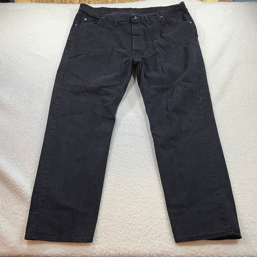 Wrangler Jeans Mens 46 Black Hero Authentic Relaxed Fit Straight Leg Denim - Picture 1 of 9